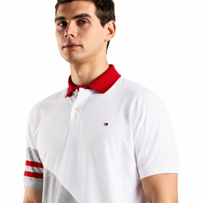 Tommy Hilfiger Men’s Colorblock Pure Cotton Polo T-Shirt - Grey