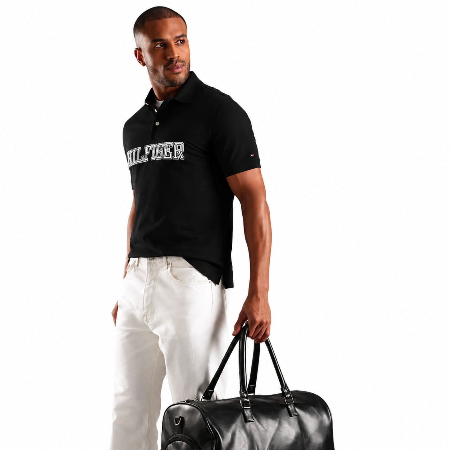 Tommy Hilfiger Men’s Embroidered Logo Polo T-Shirt - Black