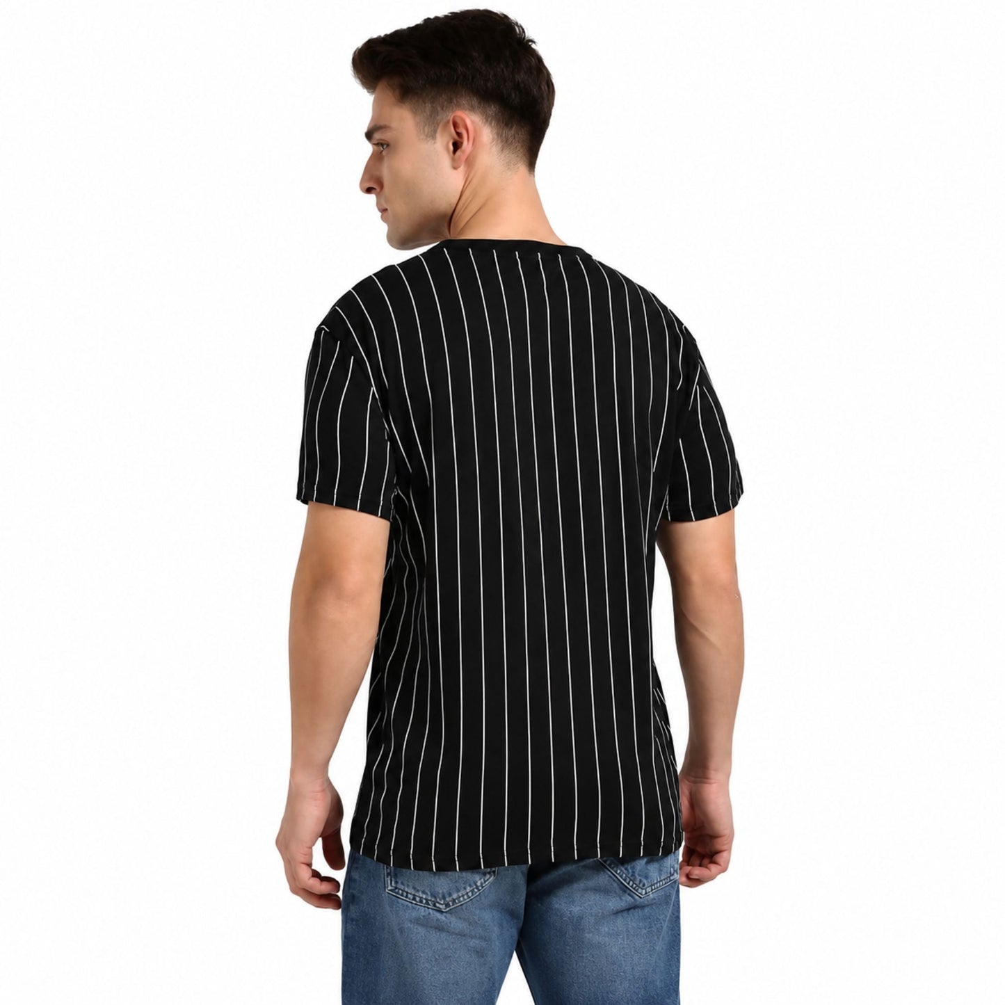 TOMMY HILFIGER Men’s Striped Crew Neck Cotton T-Shirt - Black