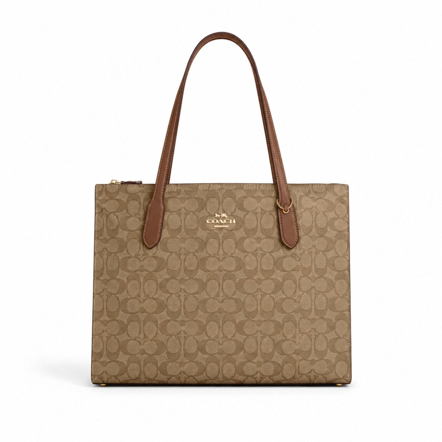 Coach Nina Signature Canvas Tote Bag – Khaki Saddle