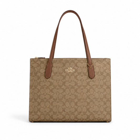 Coach Nina Signature Canvas Tote Bag – Khaki Saddle