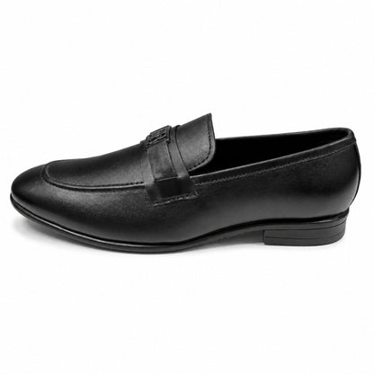 ROSSO BRUNELLO Premium Slip-On Formal Loafers for Men - Black
