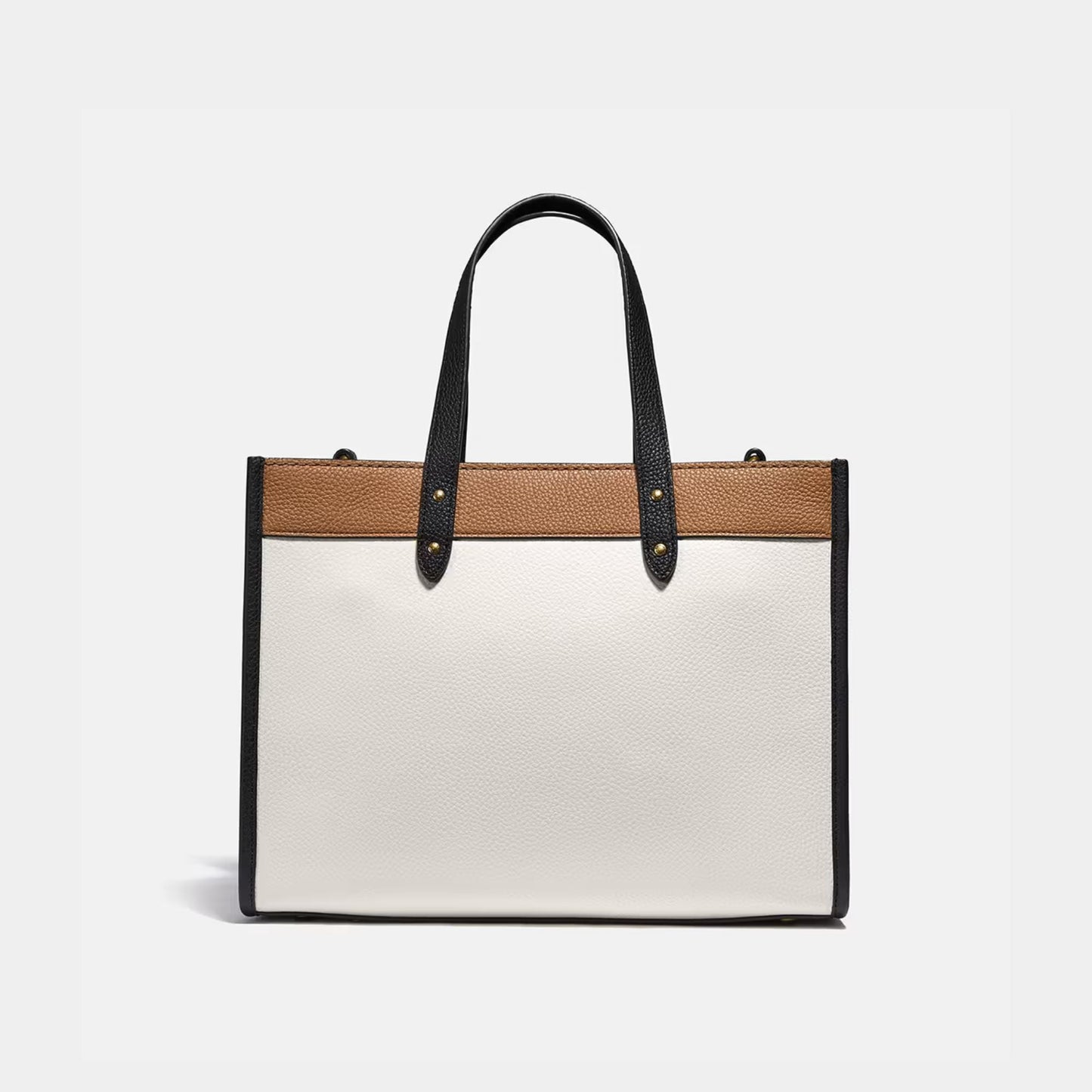 Coach Field Tote 30 Colourblocked White Signature Canvas & Leather Large Tote Bag with Detachable Strap