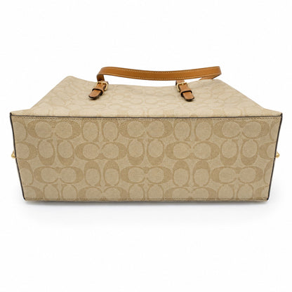 Coach Mollie Signature Canvas Tote – Light Khaki Saddle