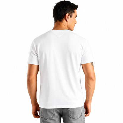 TOMMY HILFIGER Men Printed Crew Neck Pure Cotton T-Shirt - White