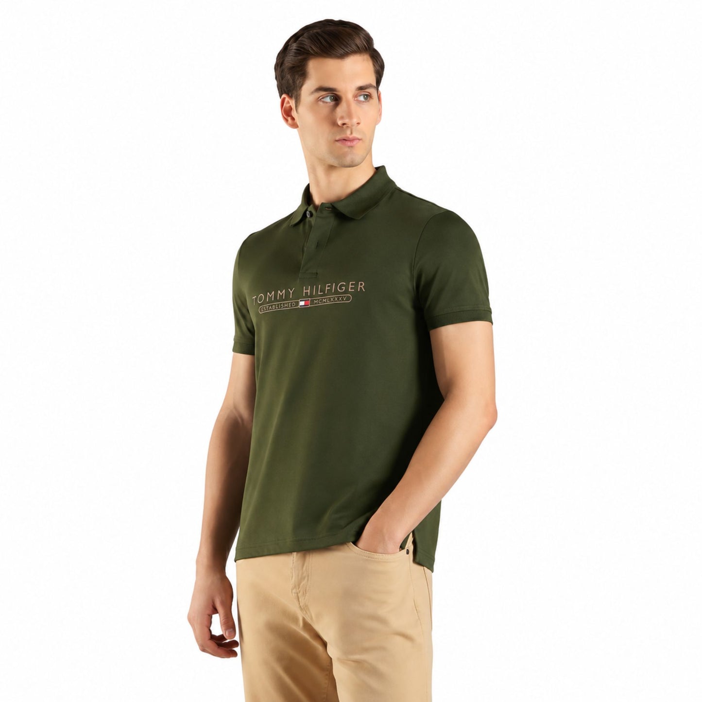 Tommy Hilfiger Men’s Cotton Polo T-Shirt - Arctic Spruce