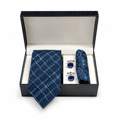 BlackBerry Premium Tie, Pocket Square & Cufflink Combo - Navy Blue