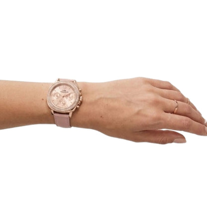 Coach 14503131  Women’s Watch | Rose Gold Dial Crystal Bezel | Pink Leather Strap Multi-Function Luxury Watch