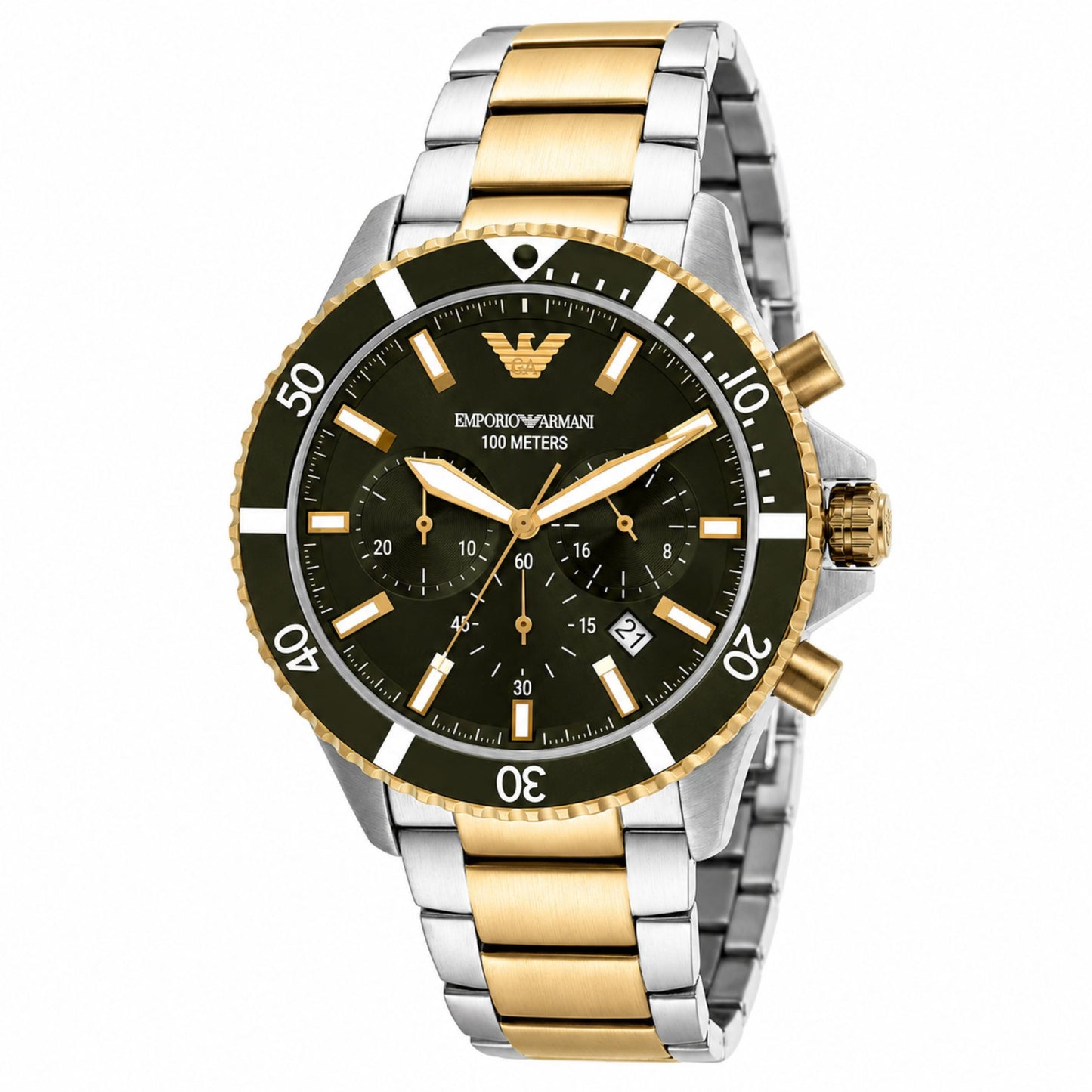 Emporio Armani Green Chronograph Two-Tone Watch for Men - AR11361