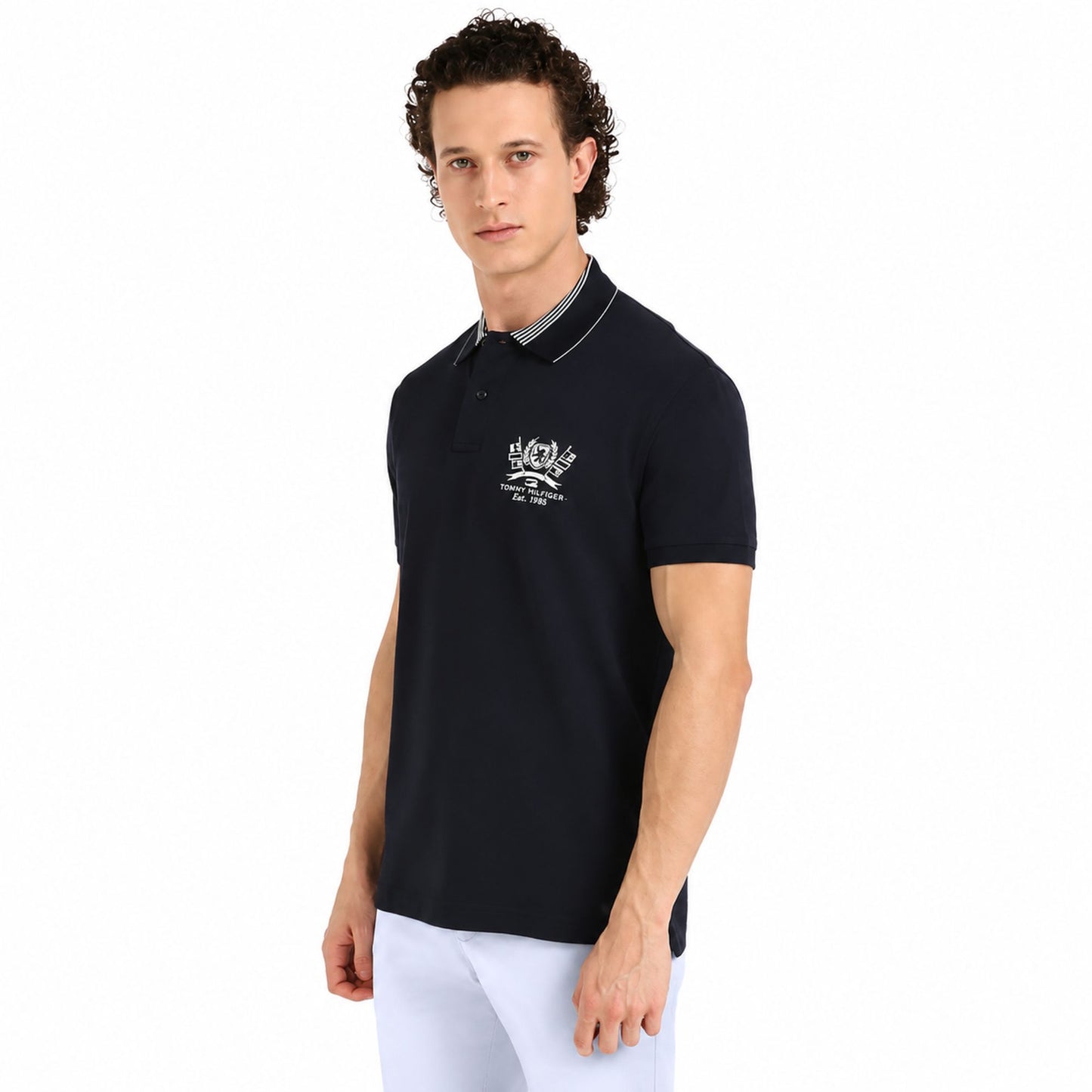 Tommy Hilfiger Men’s Embroidered Cotton Polo T-Shirt - Desert Sky