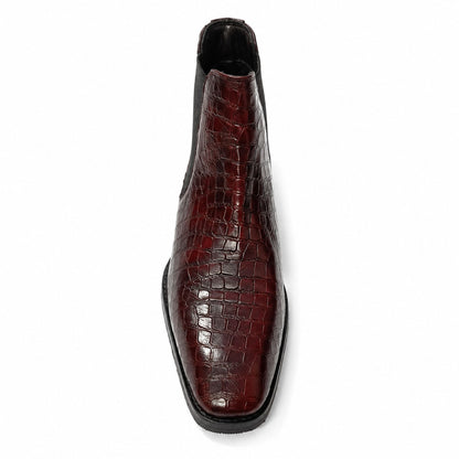 Brooks Brothers Croc Texture Chelsea Boots for Men’s - Burgundy
