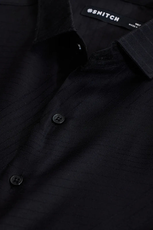 Snitch Black Geometric Slim Fit Full Sleeve Casual Shirt for Men