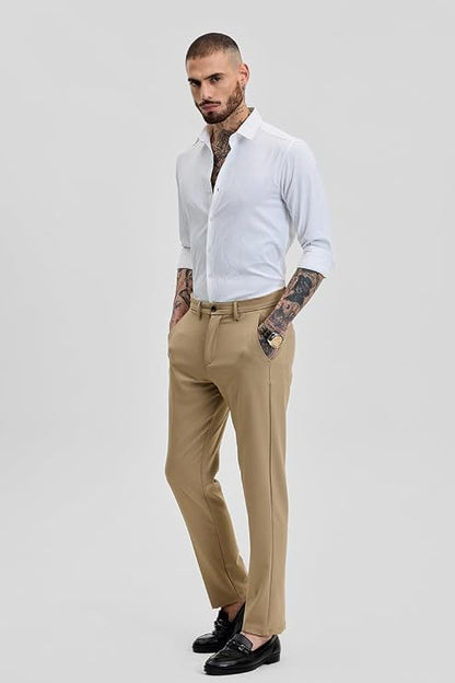 Snitch White Slim Fit Self Design Spread Collar Shirt for Men