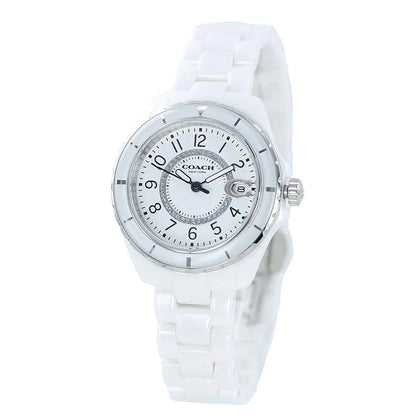 Coach 14503462 Preston Women’s Watch | White Ceramic Strap | Gold Tone Stainless Steel 32mm Luxury Watch