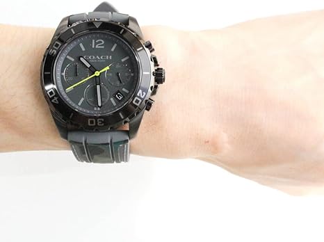 Coach Kent 14602567 Men’s Chronograph Watch – Black Dial, Camo Rubber Strap, 44mm Quartz