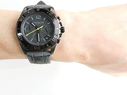 Coach Kent 14602567 Men’s Chronograph Watch – Black Dial, Camo Rubber Strap, 44mm Quartz