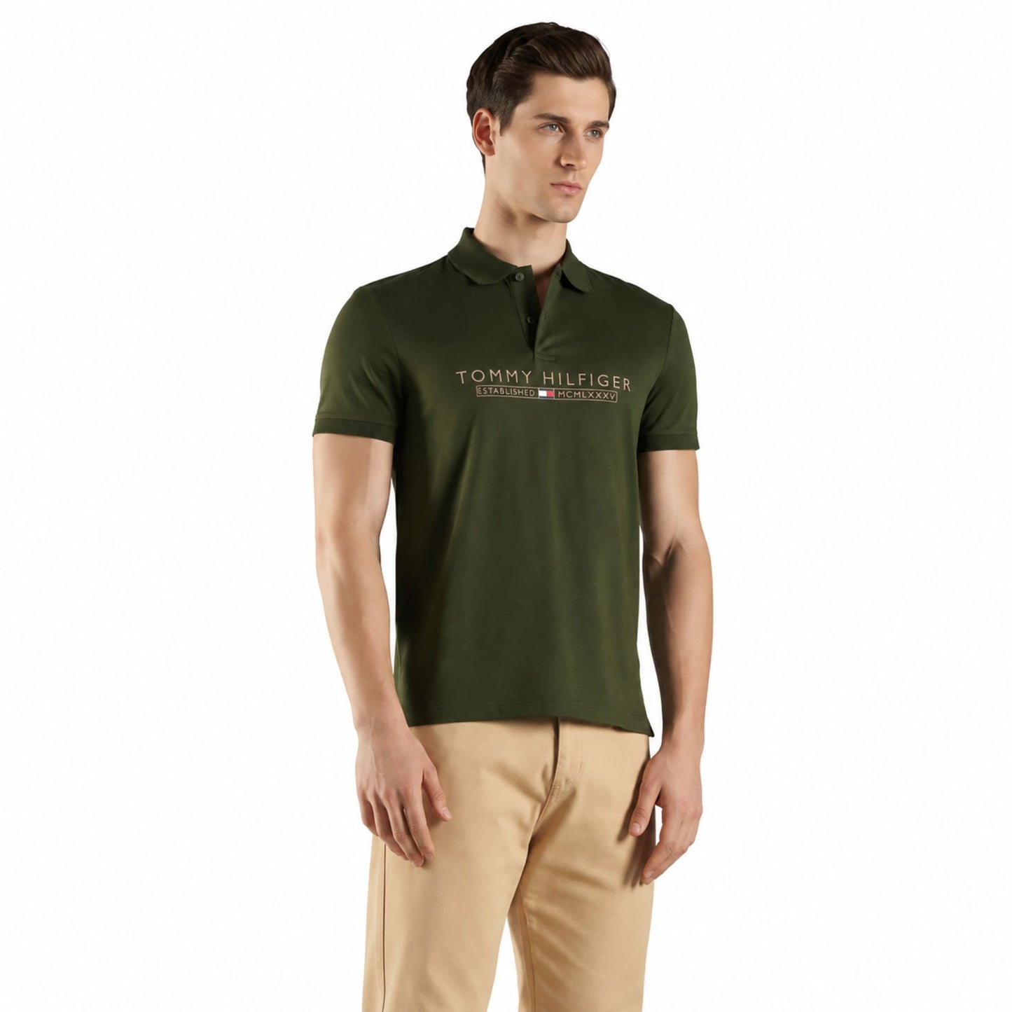 Tommy Hilfiger Men’s Cotton Polo T-Shirt - Arctic Spruce
