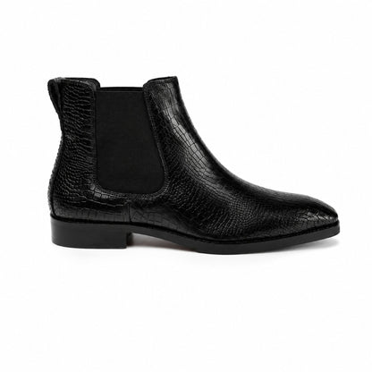 Brooks Brothers Croc Texture Chelsea Boots for Men’s - Black