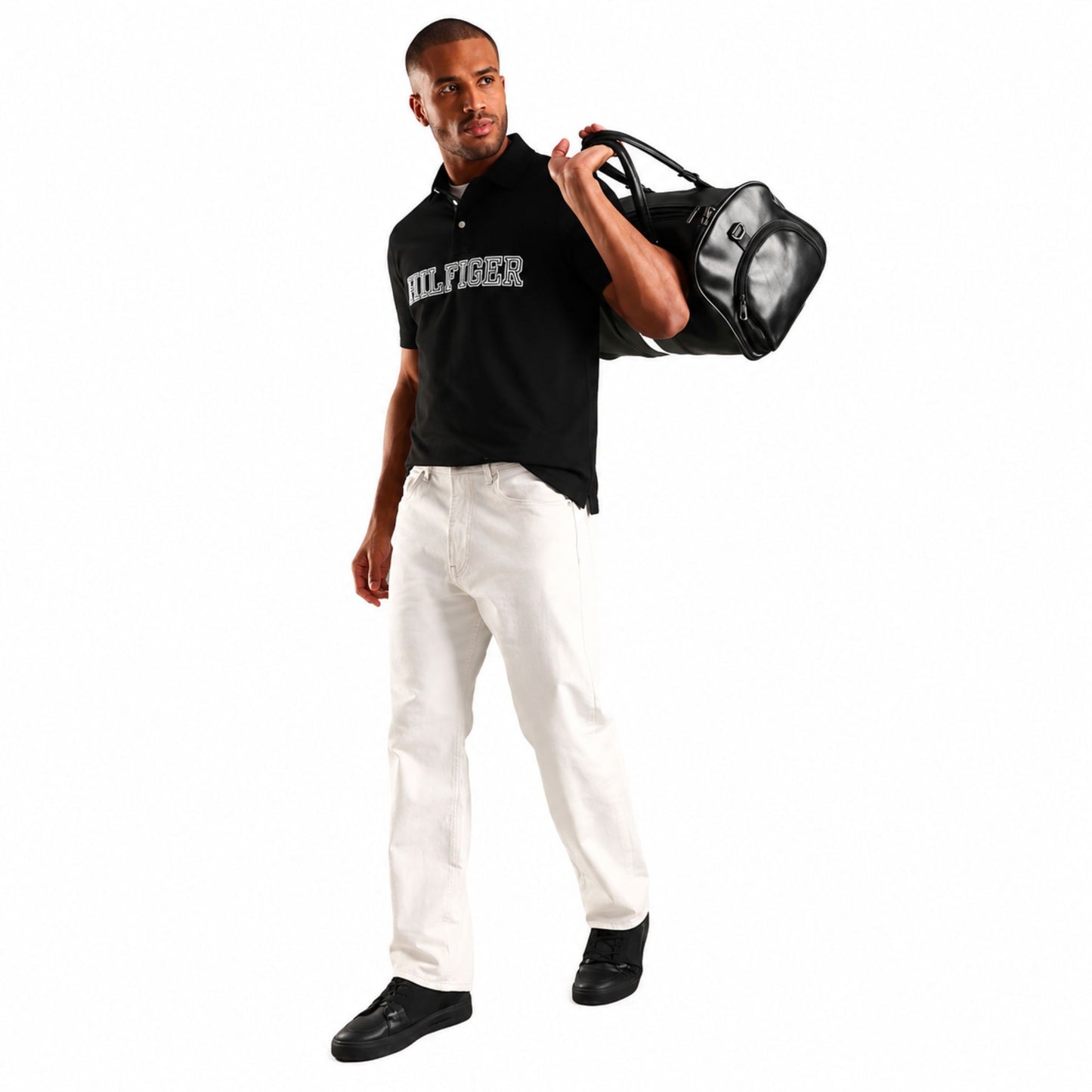 Tommy Hilfiger Men’s Embroidered Logo Polo T-Shirt - Black