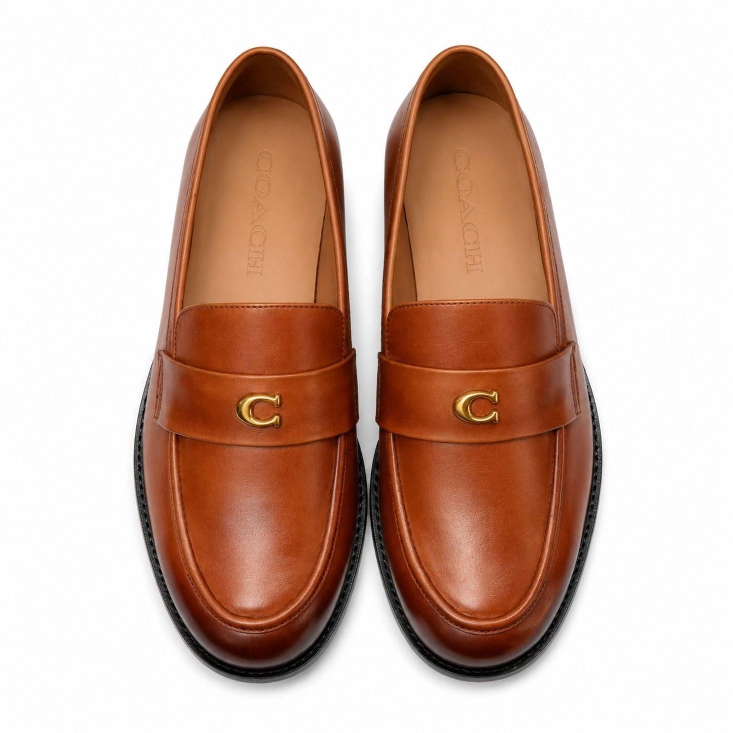 COACH Men’s Premium Leather Loafers - Tan