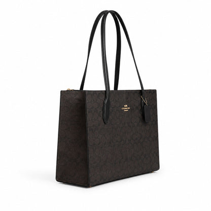 Coach Nina Signature Canvas Tote Bag – Black Brown