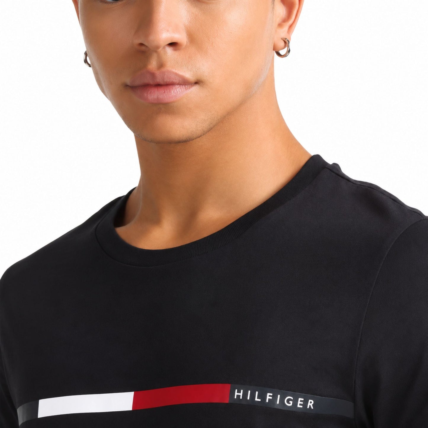 TOMMY HILFIGER Chest Bar Slim Fit T-Shirt - Navy Blue