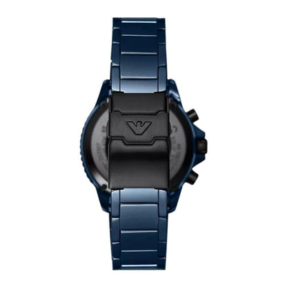 Emporio Armani AR70009 Men’s Chronograph Watch – Blue Dial, Ceramic Strap, 43mm Quartz