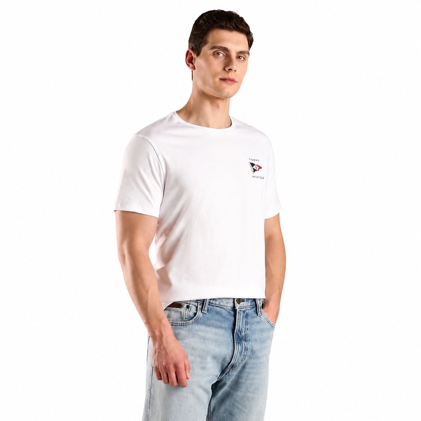 TOMMY HILFIGER Men Graphic Print Pure Cotton T-Shirt - White
