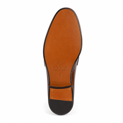 Gucci Donnie Double G Leather Loafers for Men - Brown