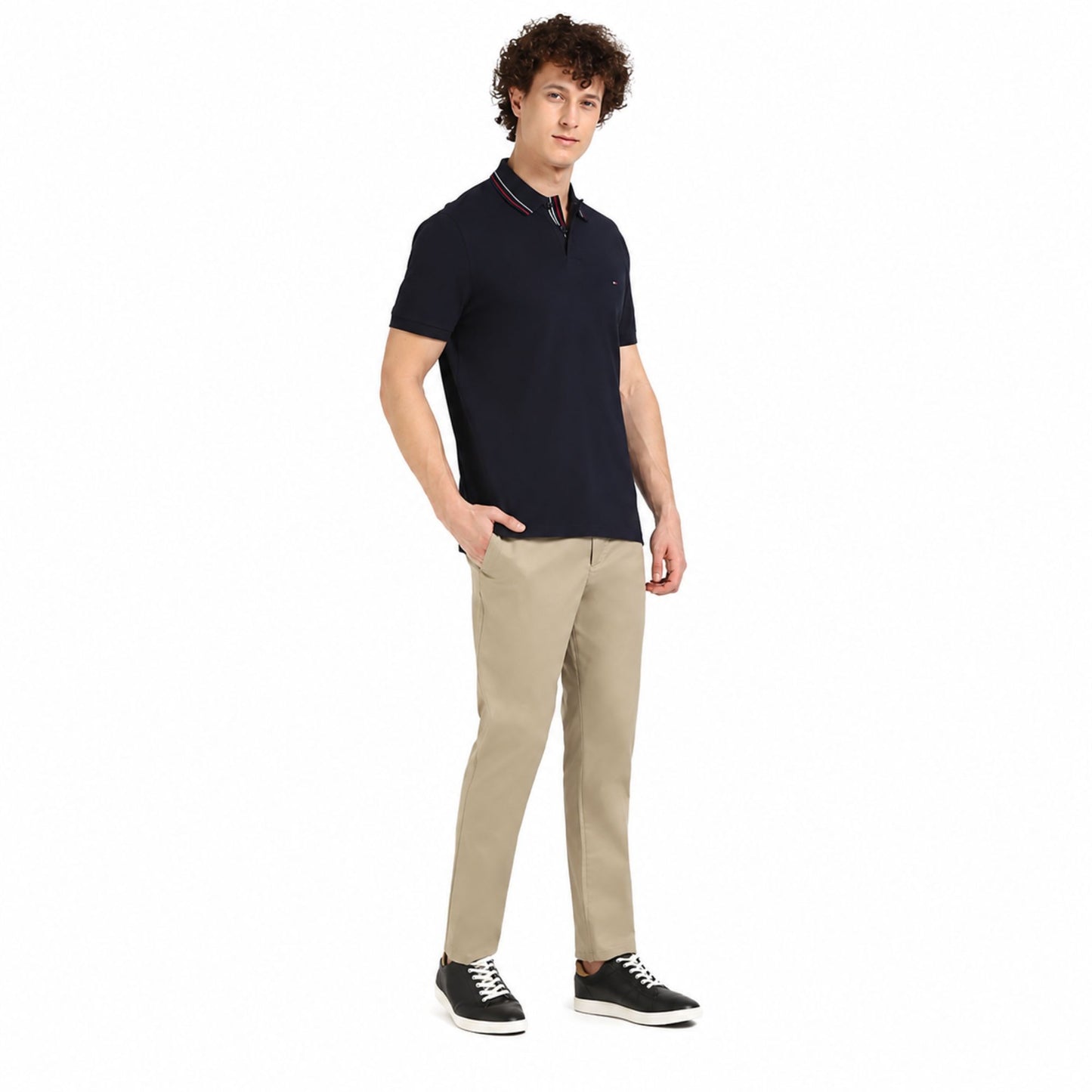 Tommy Hilfiger Men’s Solid Polo Neck T-Shirt - Desert Sky