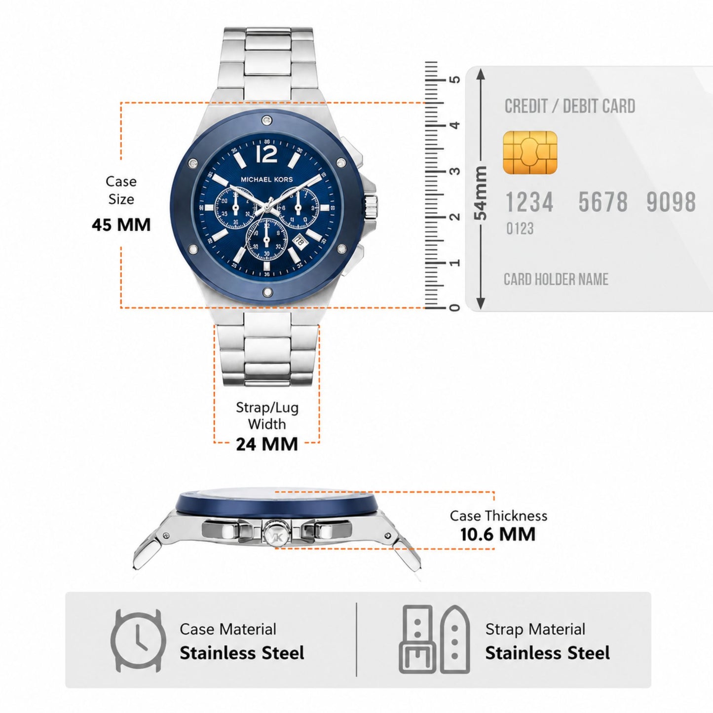 Michael Kors Lennox Blue Dial Chronograph Watch for Men - MK8938