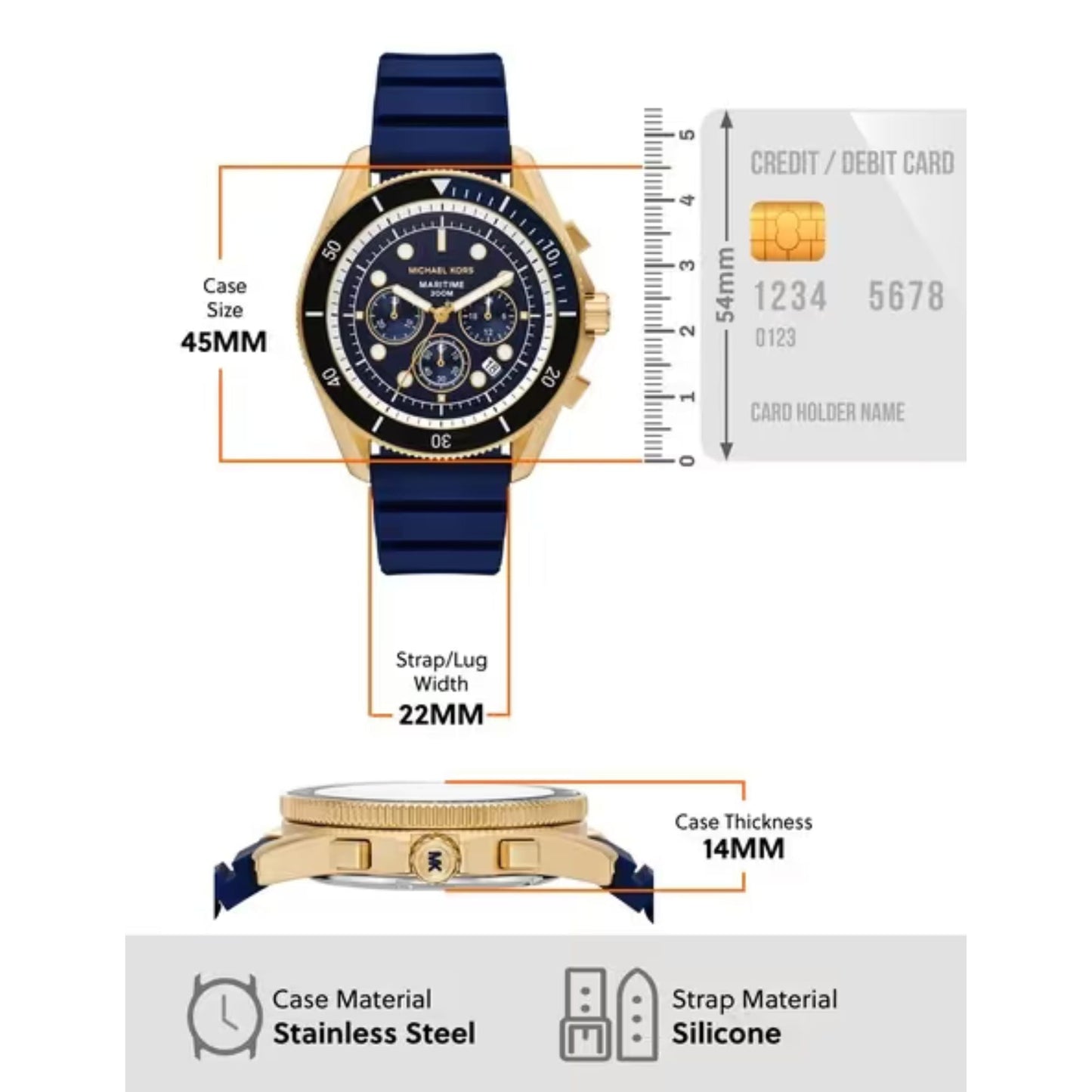 Michael Kors MK9205 Maritime Men’s Watch | Blue Dial Chronograph | 45mm Stainless Steel Luxury Watch