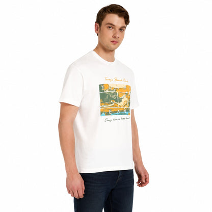 TOMMY HILFIGER Men Graphic Print Round Neck T-Shirt - White
