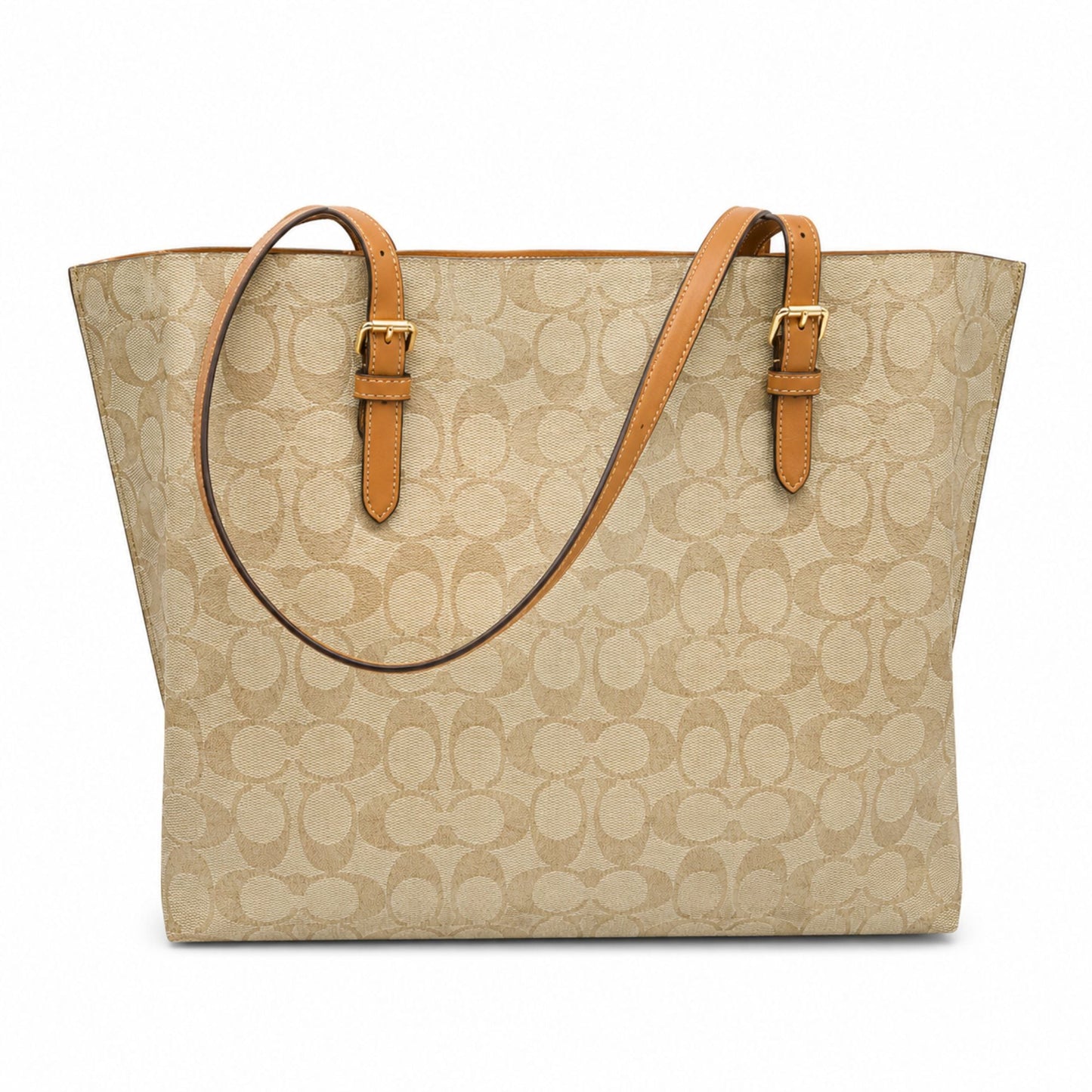 Coach Mollie Signature Canvas Tote – Light Khaki Saddle