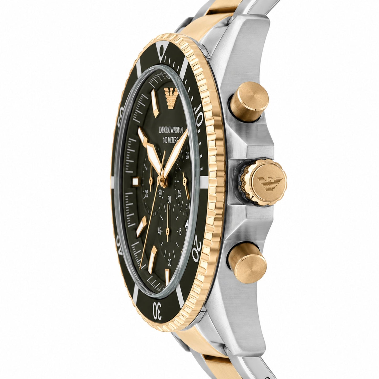 Emporio Armani Green Chronograph Two-Tone Watch for Men - AR11361