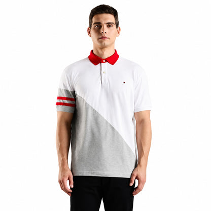 Tommy Hilfiger Men’s Colorblock Pure Cotton Polo T-Shirt - Grey