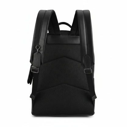 Coach West Signature Canvas Laptop Backpack Black Grey with Varsity Stripe – Premium Designer Travel Backpack