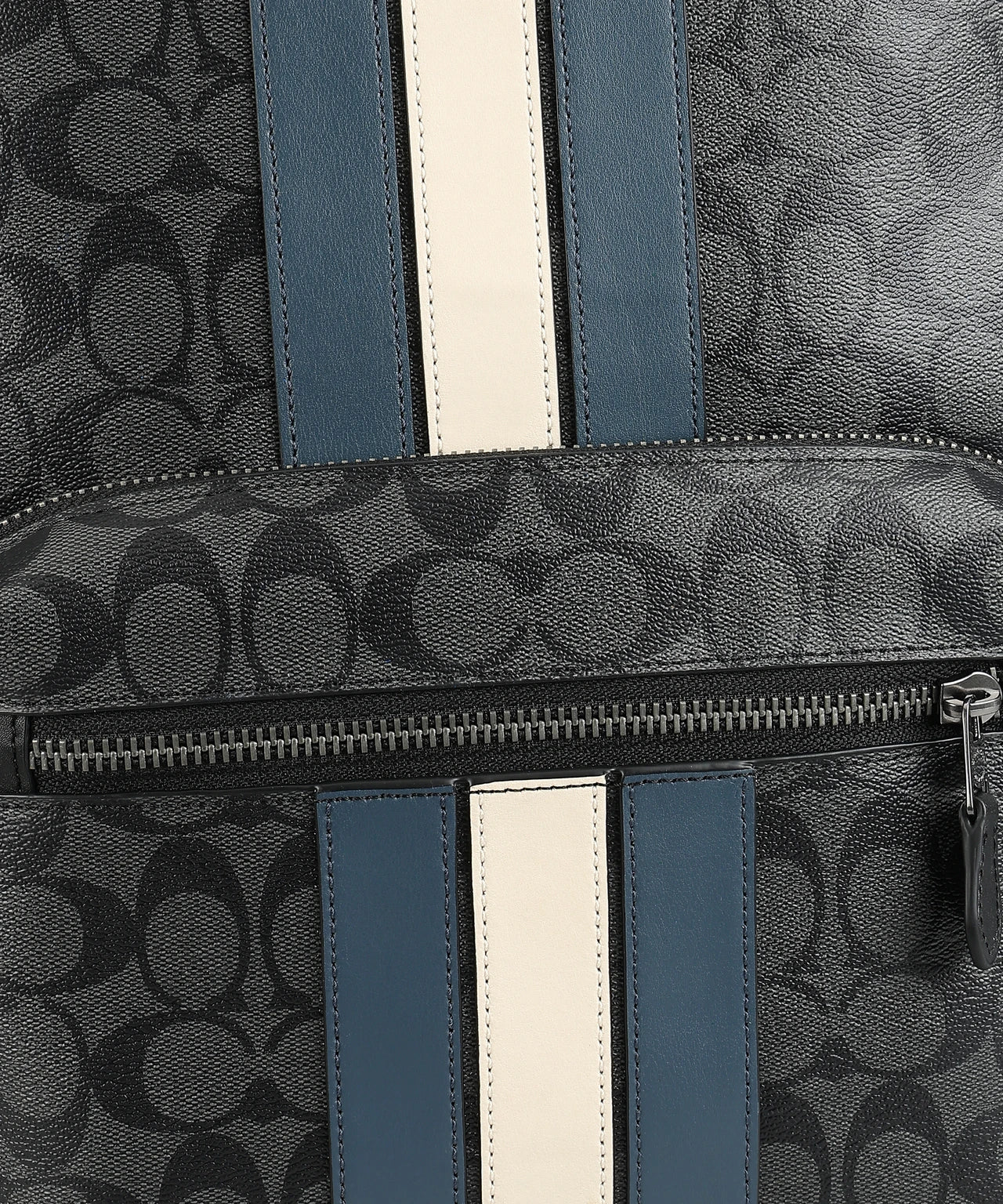 Coach West Signature Canvas Laptop Backpack Black Grey with Varsity Stripe – Premium Designer Travel Backpack