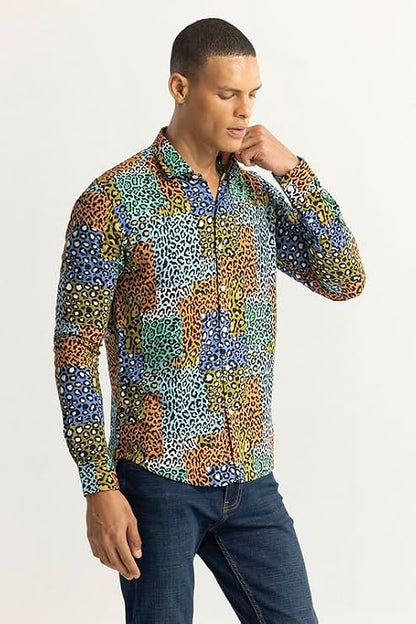 Snitch Multicolor Animal Print Slim Fit Shirt