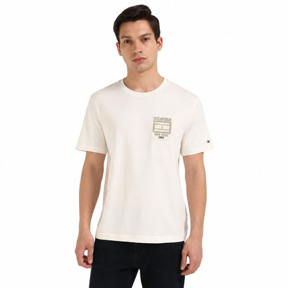 Tommy Hilfiger Printed Regular Fit T-Shirt for Men - Ivory