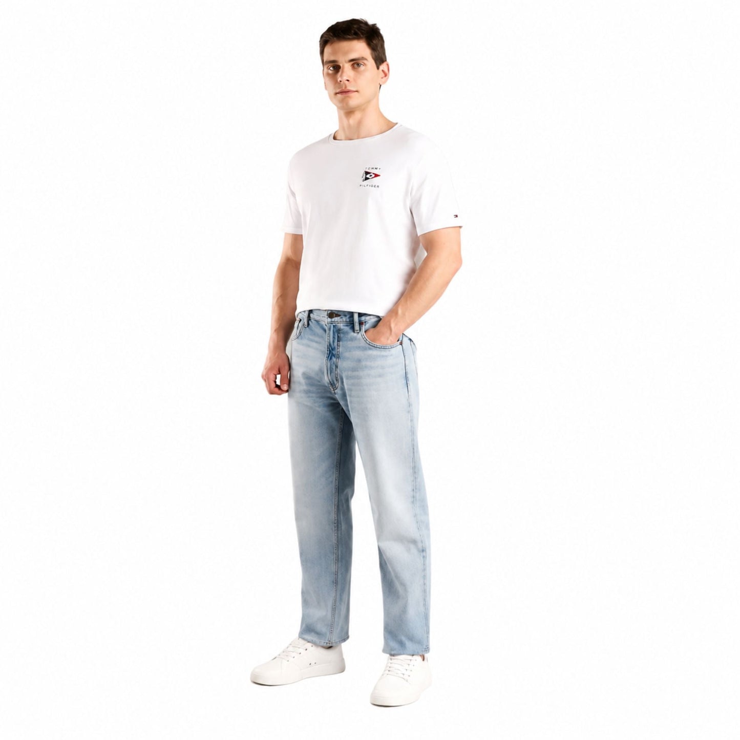 TOMMY HILFIGER Men Graphic Print Pure Cotton T-Shirt - White