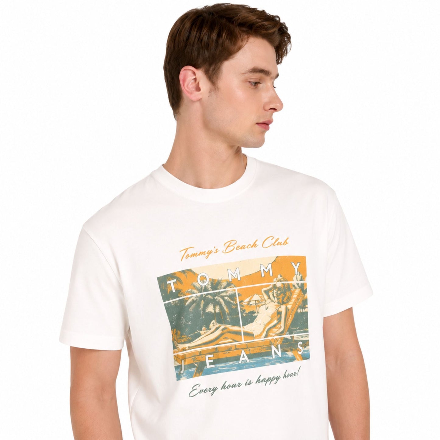 TOMMY HILFIGER Men Graphic Print Round Neck T-Shirt - White