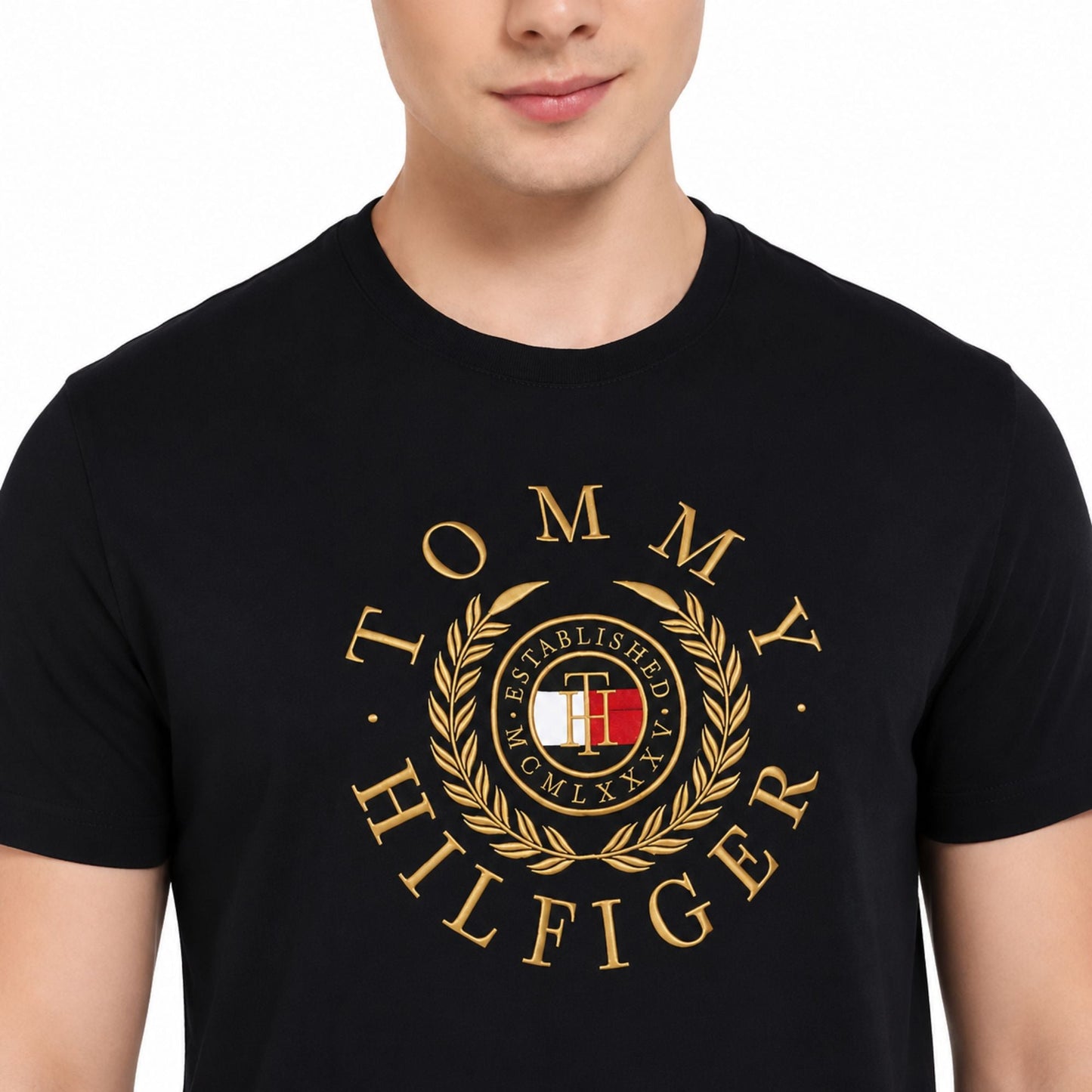 TOMMY HILFIGER Cotton Regular Fit Printed T-Shirt - Navy