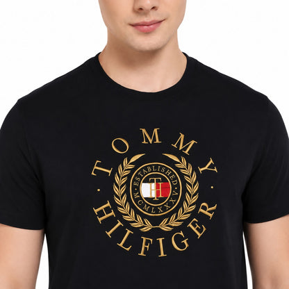 TOMMY HILFIGER Cotton Regular Fit Printed T-Shirt - Navy