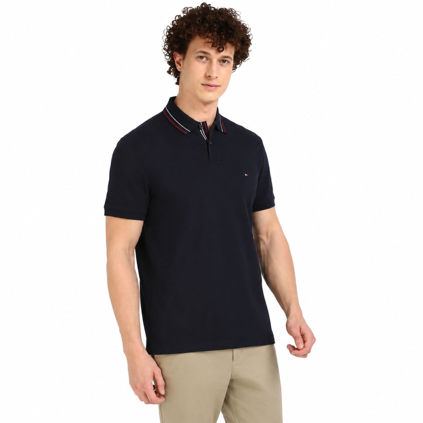 Tommy Hilfiger Men’s Solid Polo Neck T-Shirt - Desert Sky