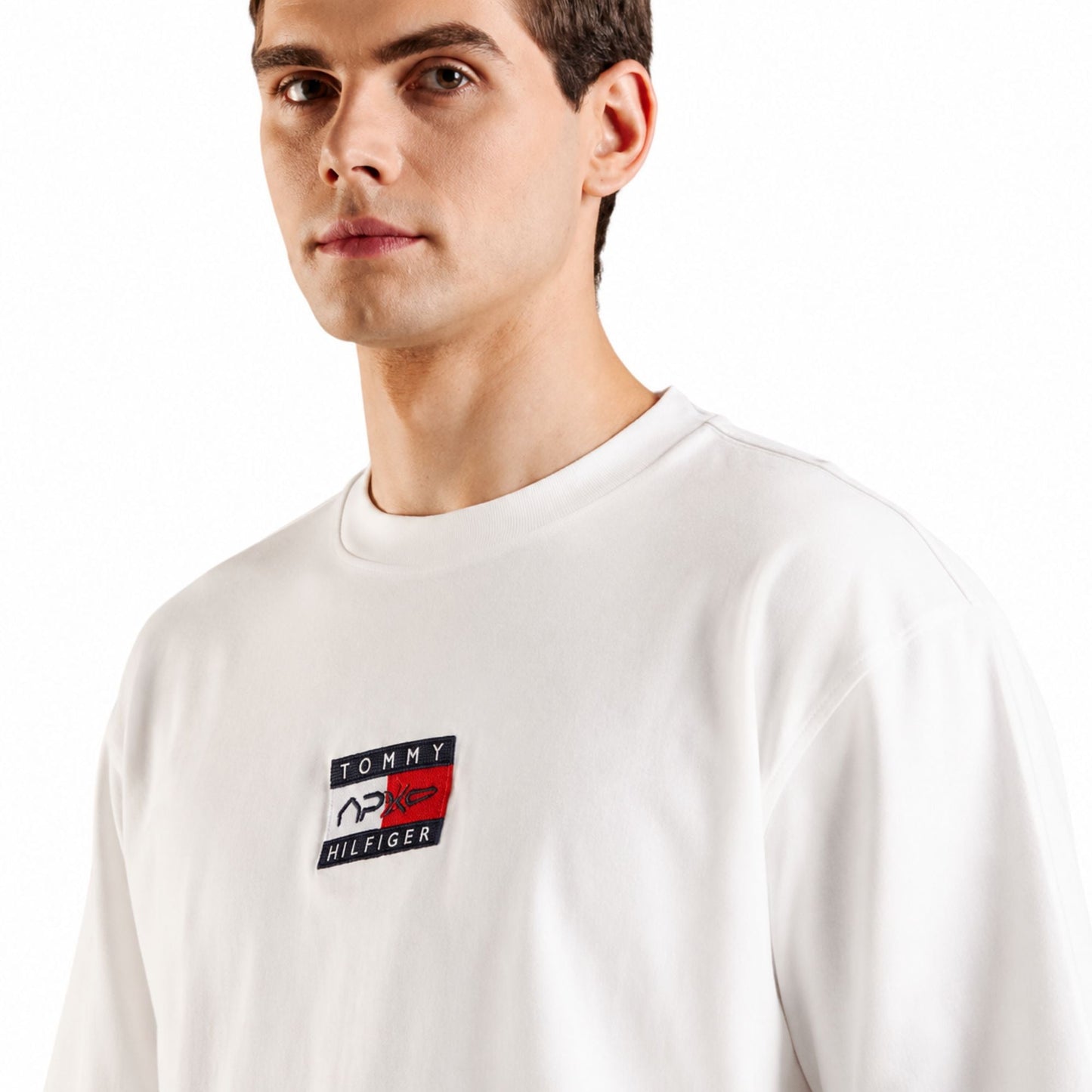 TOMMY HILFIGER Embroidered Logo Relaxed Fit T-Shirt - Ecru