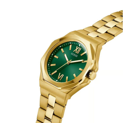 Guess Emperor GW0849G2 Men’s Analog Watch – Green Dial, Gold Stainless Steel Strap, 42mm Quartz