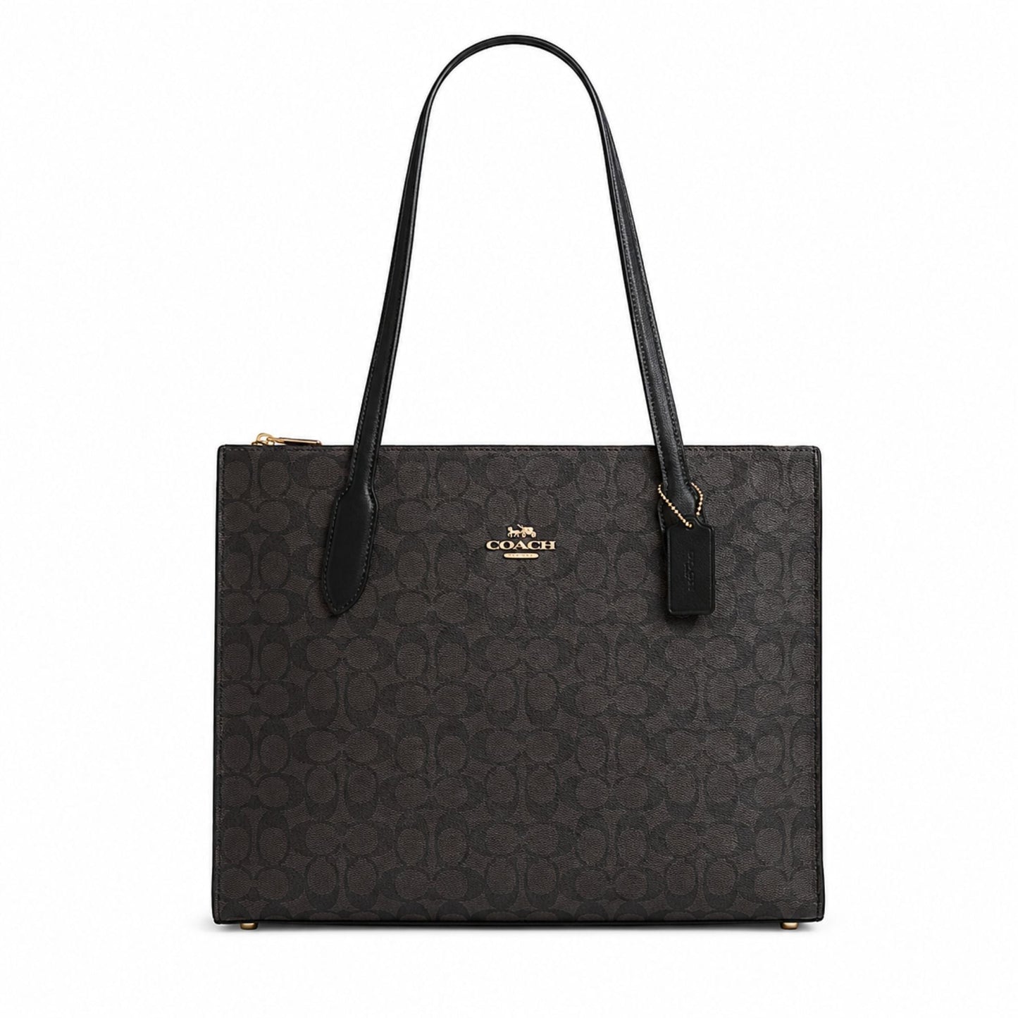Coach Nina Signature Canvas Tote Bag – Black Brown