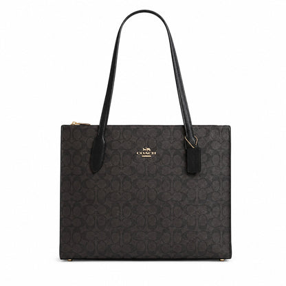 Coach Nina Signature Canvas Tote Bag – Black Brown