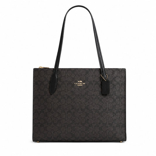 Coach Nina Signature Canvas Tote Bag – Black Brown